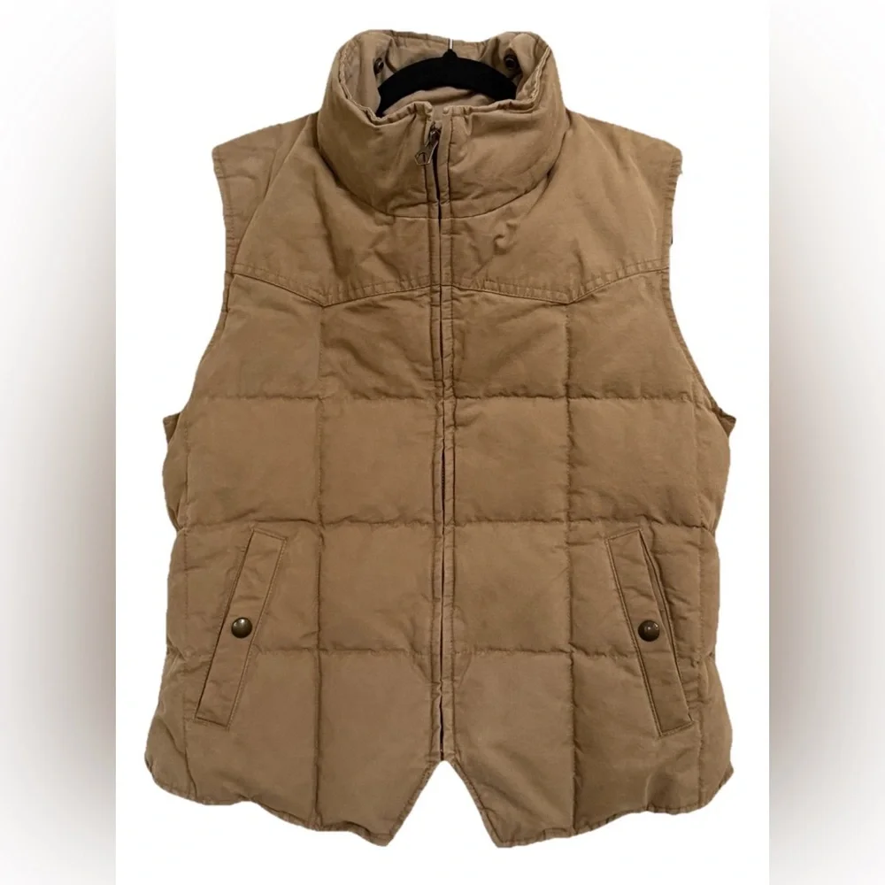 RALPH LAUREN 100% Cotton Down Filled Tan Women’s Winter Vest Size Medium - Picture 1 of 7